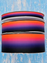 3/8", 7/8", 1.5" Double-Sided Orange/Purple/Black Halloween Ombre Print - BY THE YARD