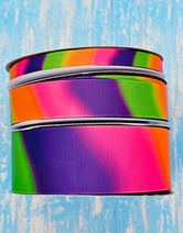 3/8", 7/8", 1.5" Double-Sided Halloween Tie-Dye Print - BY THE YARD