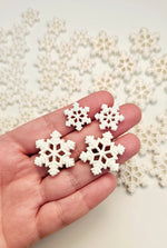 Embellies!! "White Glitter Snowflakes" Sm/Lg