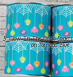 3" Glow In The Dark Spiders!! on Tornado Blue - By The Yard