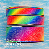 5/8", 7/8", 1.5" Glittered Traditional Rainbow Gradient! - BY THE YARD