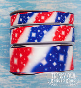 5/8", 7/8", 1.5" Red/White/Blue Sparkle TieDye Patriotic Print! - BY THE YARD