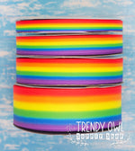3/8", 5/8", 7/8", 1.5" Double-Sided Traditional Rainbow Stripes Print - BY THE YARD