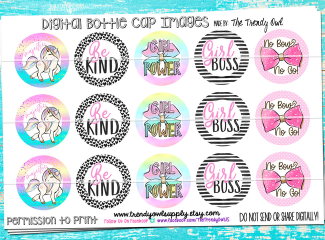 Girl Power Quotes - 1" Bottle Cap Images - INSTANT DOWNLOAD