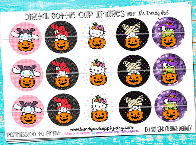 **FREEBIE FRIDAY** "Halloween HK Friends" - Cute Halloween Sayings - 1" Bottle Cap Images - INSTANT DOWNLOAD
