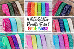 3/8" & 7/8" White Glitter Doodle Swirls 5yd Roll CLEARANCE GRAB BAGS