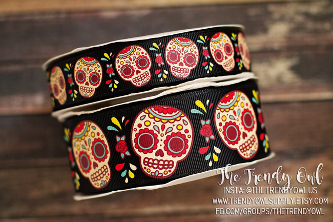 Sugar Skulls - 3/8", 7/8", 1.5" - BY THE YARD