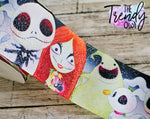 1.5", 3" Glittered Christmas Nightmare - HALLOWEEN - BY THE YARD