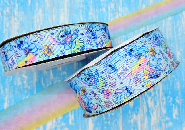 7/8" & 1.5" Double-Sided Summer Stitch Print - BY THE YARD
