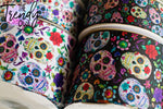 7/8", 1.5" & 3" White or Black Sugar Skulls - Heat Transfer - BY THE YARD