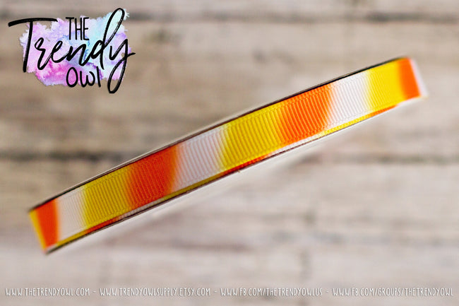 3/8" Candy Corn Tie Dye - Heat Transfer - BY THE YARD