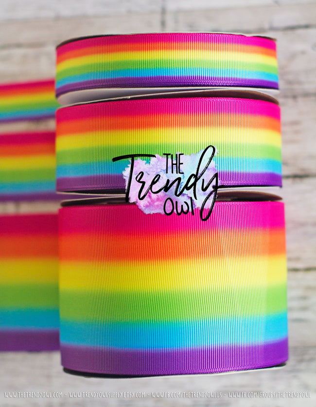 7/8", 1.5" & 3" Bright Rainbow Stripes - Double Sided Heat Transfer - BY THE YARD