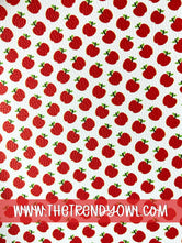 "School Apples" - U.S. Designer Faux Leather Printed Fabric Sheets