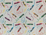 "Crayon Squiggles" - U.S. Designer Faux Leather Printed Fabric Sheets