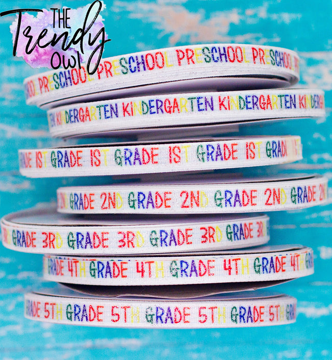 3/8" Glittered Grade Levels - Heat Transfer Printed - BY THE YARD