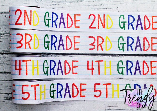 3" Glittered Grade Levels - Heat Transfer Printed - BY THE YARD