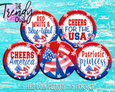 "American Cheer" 1" Flat Back Buttons - 5pc