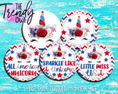 "American Unicorn" 1" Flat Back Buttons - 5pc
