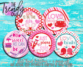 "Valentine Quotes - Valentine's Day" 1" Flat Back Buttons - 5pc