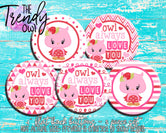 "Owl Always Love You - Valentine's Day" 1" Flat Back Buttons - 5pc