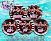 "Hooked - Valentine's Day" 1" Flat Back Buttons - 5pc
