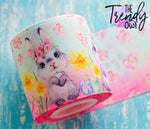 7/8", 1.5" & 3" Easter Bunny & Flowers (blue/pink) - Double Sided Heat Transfer - BY THE YARD