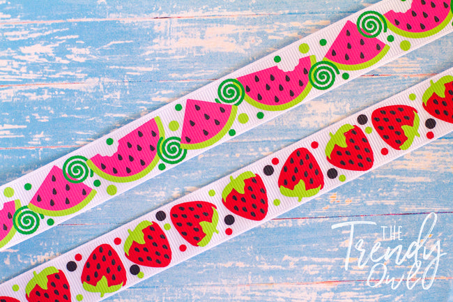 7/8" FRUITS! Watermelon & Strawberries - BY THE YARD