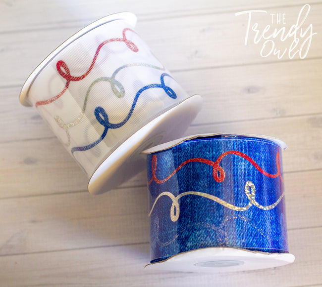 3" Red, Silver, & Blue Doodles (Patriotic/4th of July) - BY THE YARD