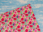 "Pink Floral" - U.S. Designer Faux Leather Printed Fabric Sheets