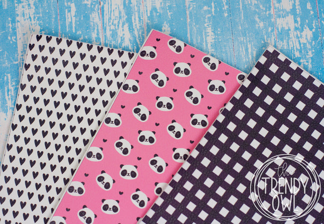 "Pandas Collection!" - U.S. Designer Faux Leather Printed Fabric Sheets