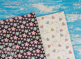 "Dainty Butterflies + Flowers" - U.S. Designer Faux Leather Printed Fabric Sheets