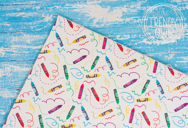 "Crayon Squiggles" - U.S. Designer Faux Leather Printed Fabric Sheets