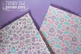 "BOO! Spooky Girly Doodles" - U.S. Designer Litchi/Pebbled Faux Leather Printed Fabric Sheets
