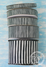 3/8", 5/8", 7/8", 1.5" & 3" Black/White Stripes - Halloween Collection - BY THE YARD