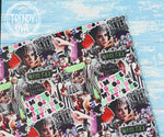 Beetlejuice - Halloween Collection - U.S. Designer Litchi/Pebbled Faux Leather Printed Fabric Sheets