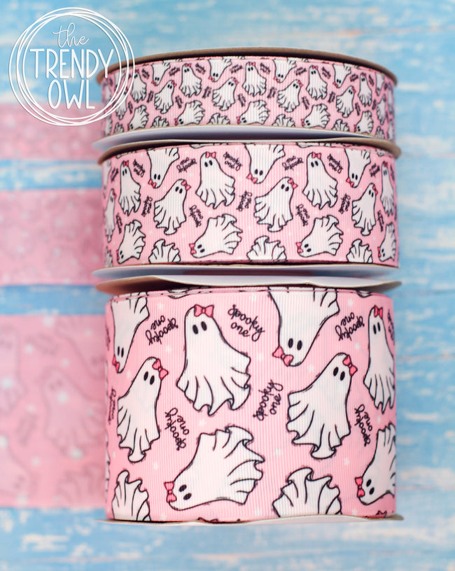 7/8", 1.5" & 3" Spooky One Girly Ghost- Halloween Collection - BY THE YARD