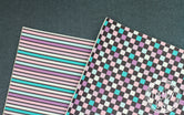 Checkered & Stripes Print - U.S. Designer Litchi/Pebbled Faux Leather Printed Fabric Sheets