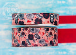 7/8" & 1.5" Horror Print - HALLOWEEN - Double Sided Ribbon - BY THE YARD