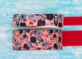7/8" & 1.5" Horror Print - HALLOWEEN - Double Sided Ribbon - BY THE YARD