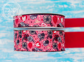 7/8" & 1.5" Horror Print - HALLOWEEN - Double Sided Ribbon - BY THE YARD