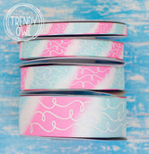 3/8", 5/8", 7/8", 1.5" White Glitter Doodles - on WINTER TIE DYE - BY THE YARD