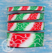 3/8", 5/8", 7/8", 1.5" White Glitter Doodles - on CHRISTMAS TIE DYE - BY THE YARD