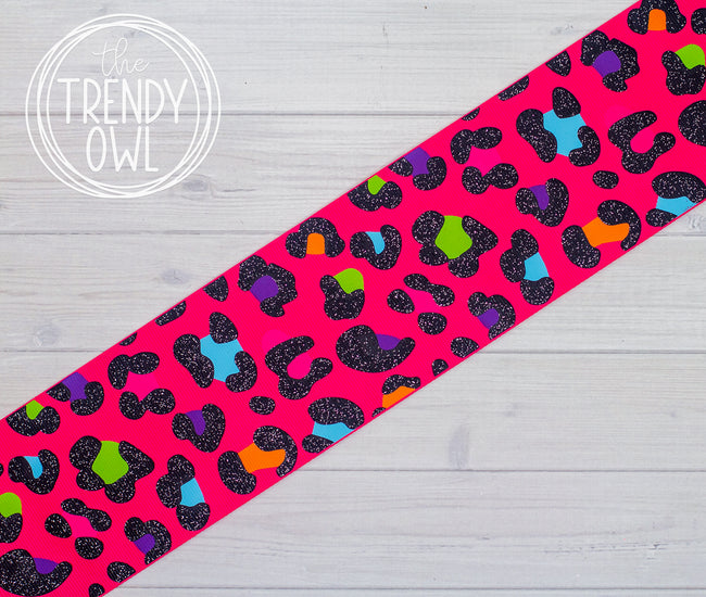 3" Bright Leopard Print - SHOCKING PINK - BY THE YARD