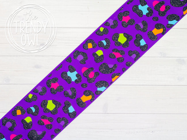 3" Bright Leopard Print - PURPLE - BY THE YARD