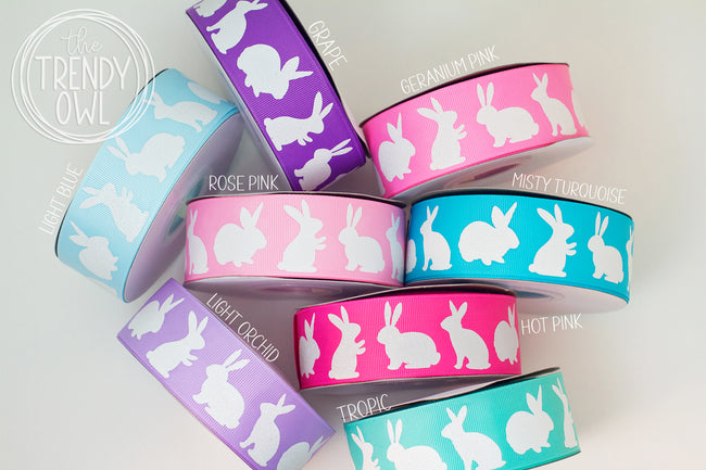 1.5" White Glitter Bunnies - BY THE YARD