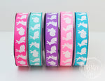 7/8" White Glitter Bunnies - BY THE YARD