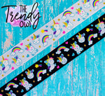 1.5" Unicorns & Rainbows on Solids (White/Black)  - 3yd cuts