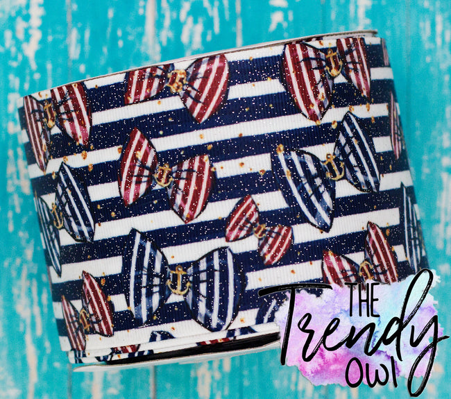 3" Glittered Sailor Girl Nautical - Heat Transfer Printed - BY THE YARD