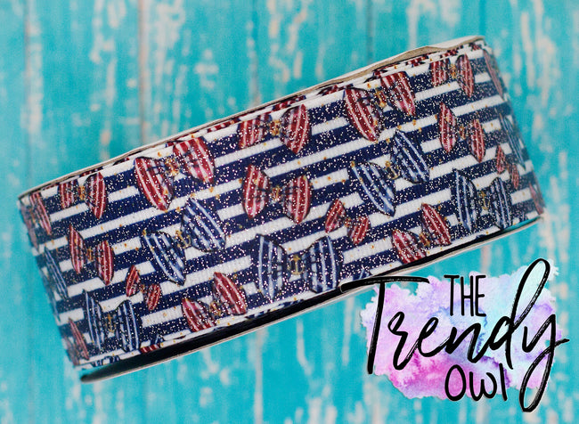 1.5" Glittered Sailor Girl Nautical - 3yd cuts