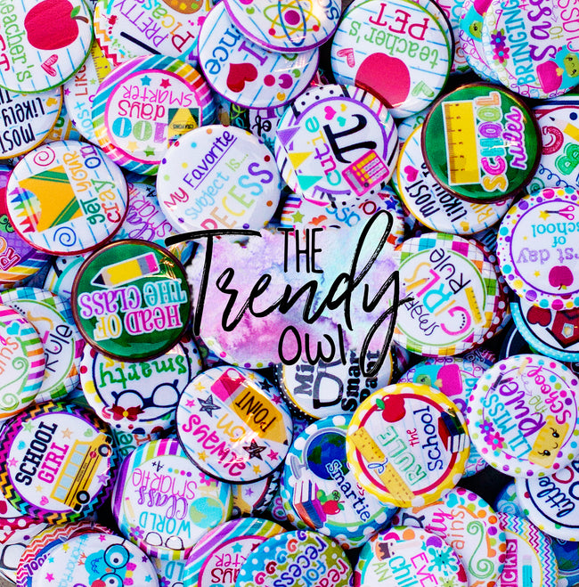 SCHOOL THEMED - 25pc. Flat Back Button Grab Bag